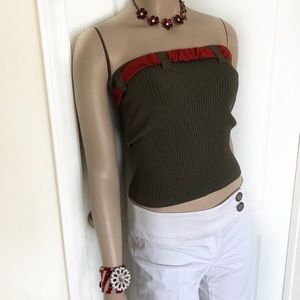 2/$22🔥Bebe mushroom/army green strapless knit top